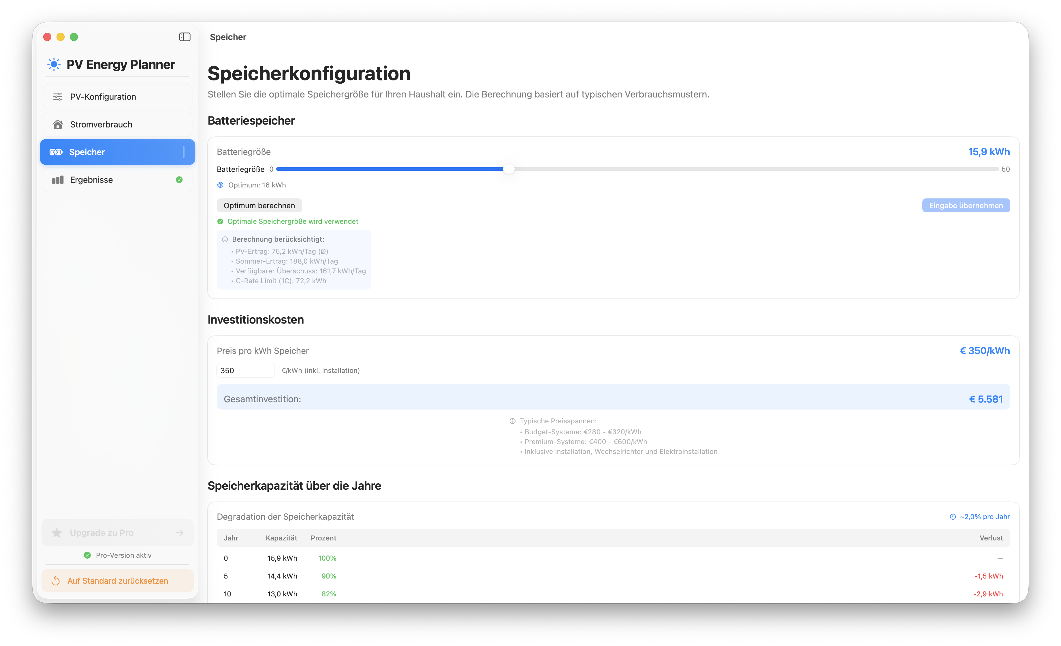 PV Speicher Simulator: Optimale Akkuspeichergröße für Photovoltaikanlage berechnen