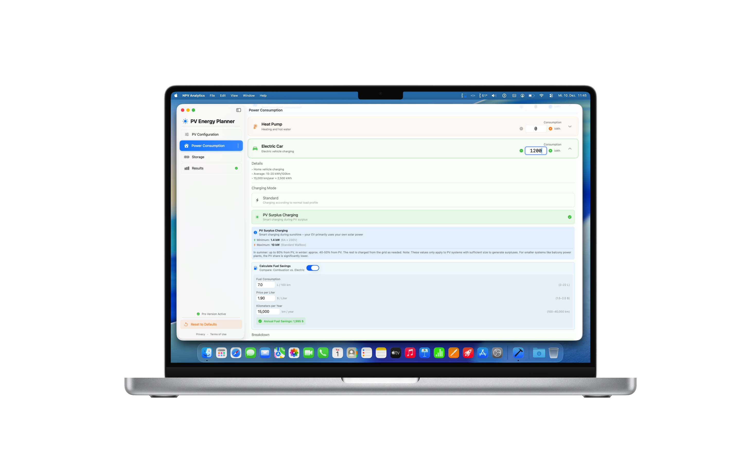 PV Energy Planner MacBook: Storage Options