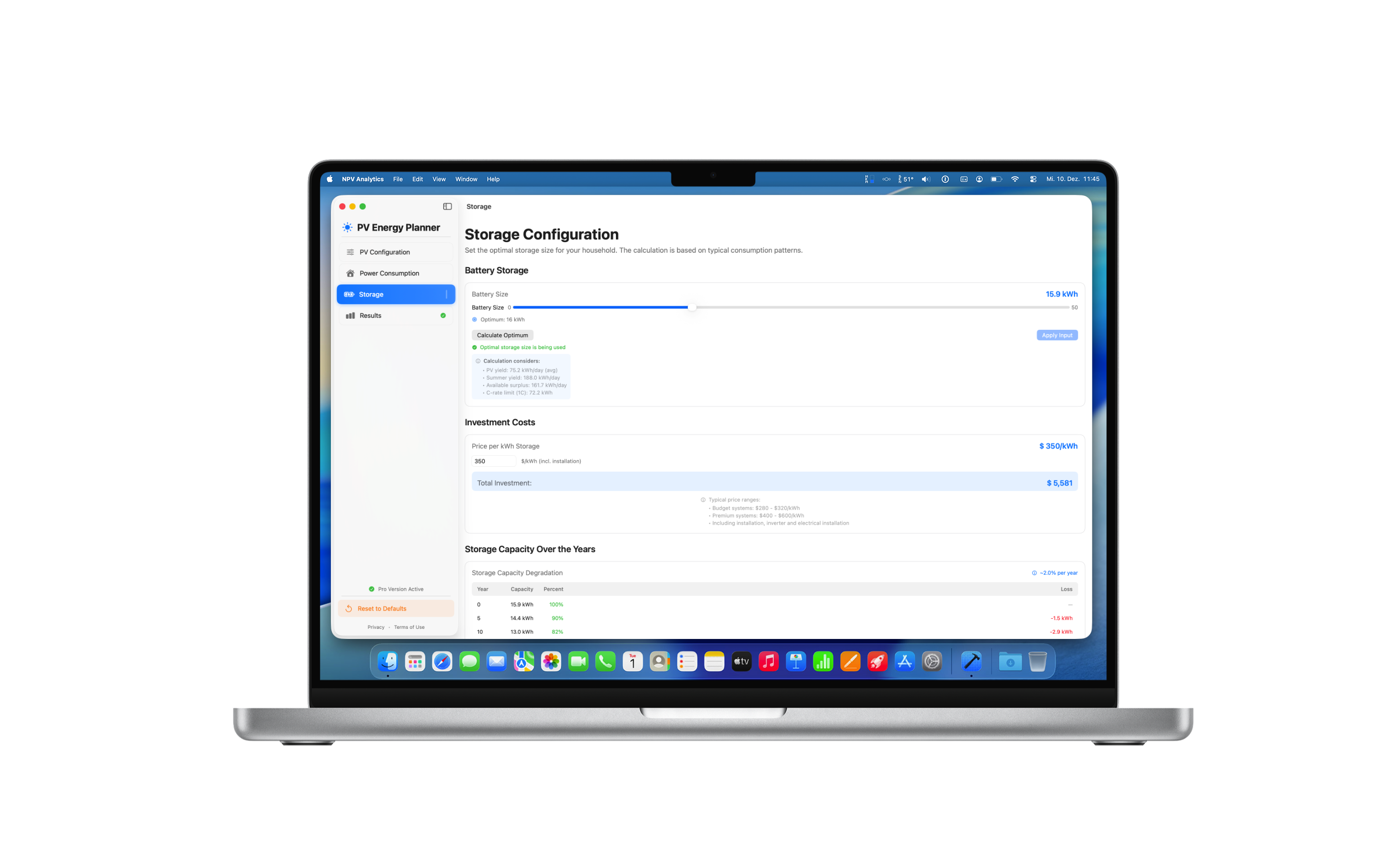 PV Energy Planner MacBook: Analysis Charts